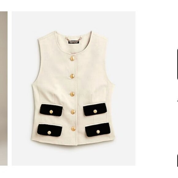 J.Crew Womens $158 Contrast Vest Linen Blend Dried Wheat Size 6 BZ872 - Picture 2 of 8